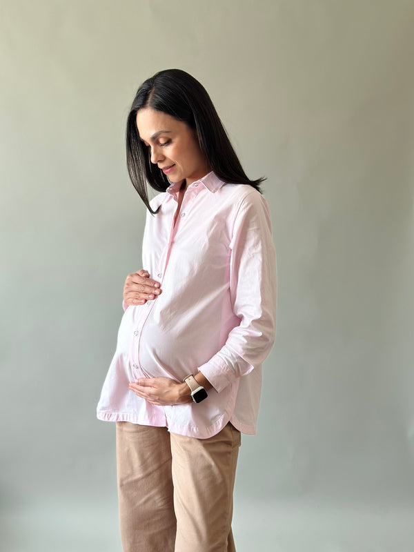 Camisa con abertura de maternidad y lactancia •Rosa•