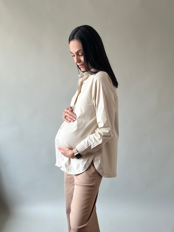 Camisa con abertura de maternidad y lactancia •Arena•