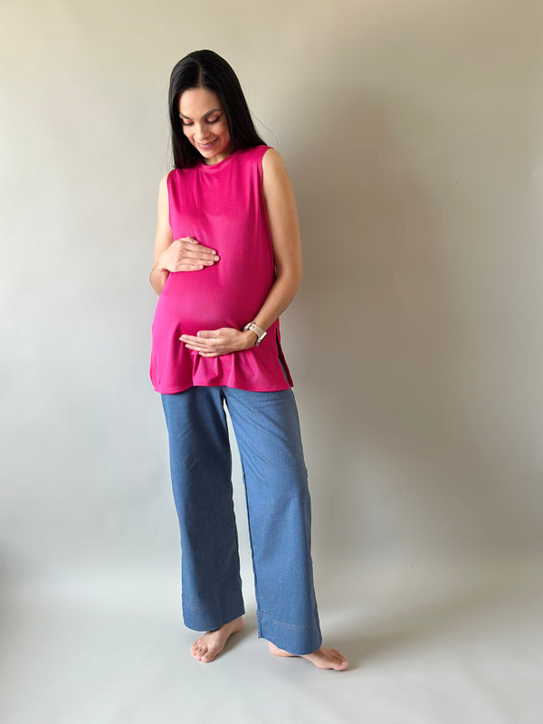 Pantalón pierna amplia •Demin•