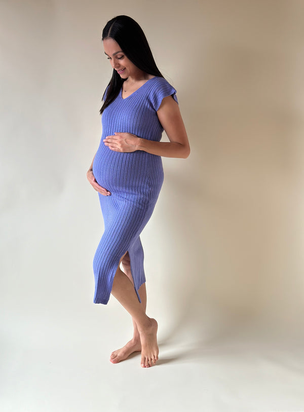Vestido de maternidad midi •azul Lila•