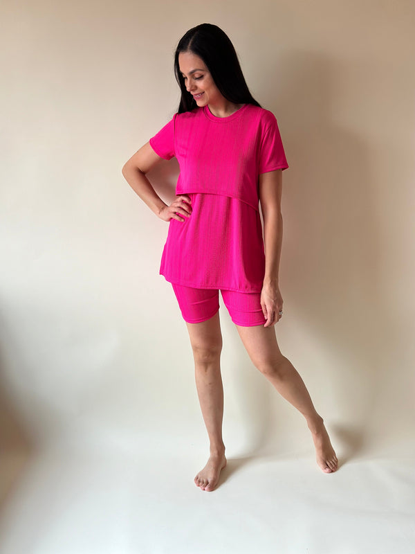Set de maternidad y lactancia Sofia SHORT •Fucsia•