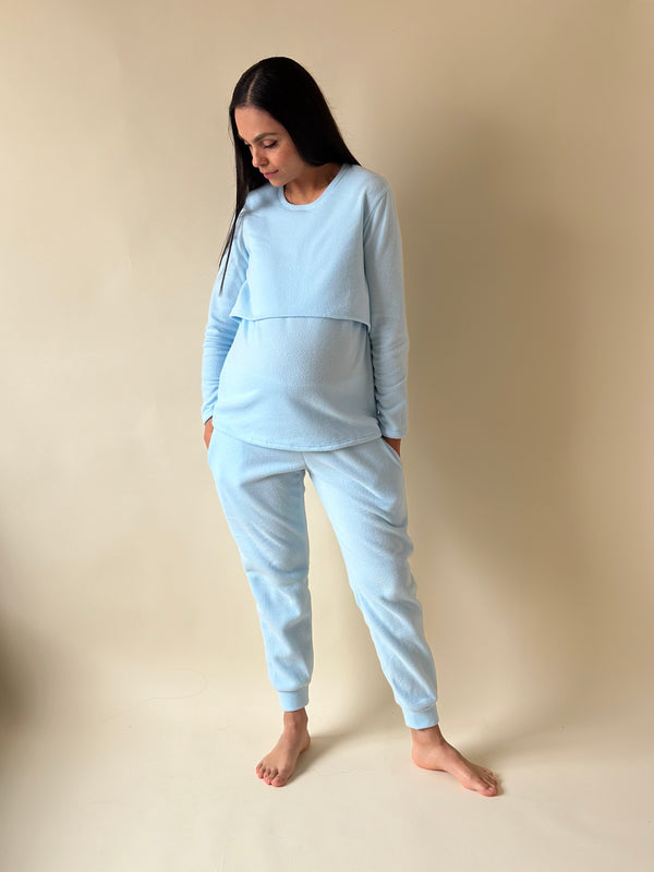 Pijama de maternidad y lactancia •Baby blue• POLAR