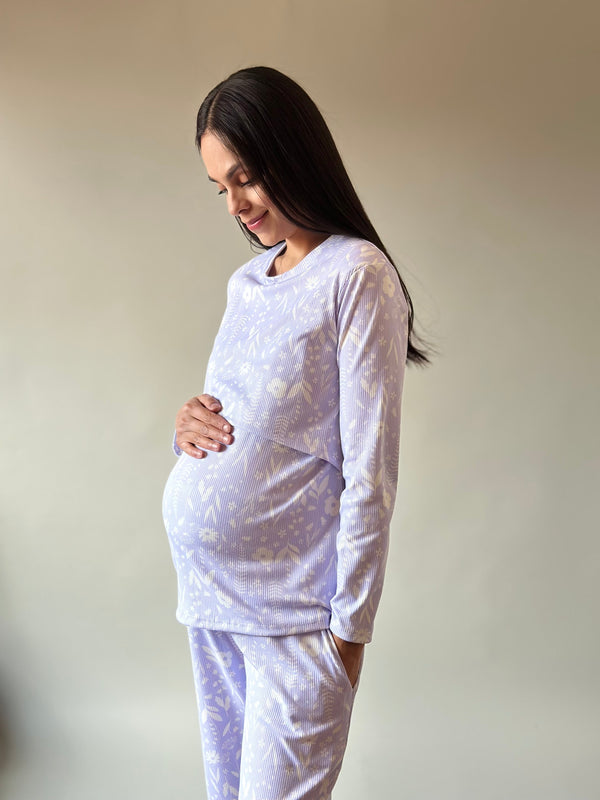 Pijama de maternidad y lactancia •Lavanda•
