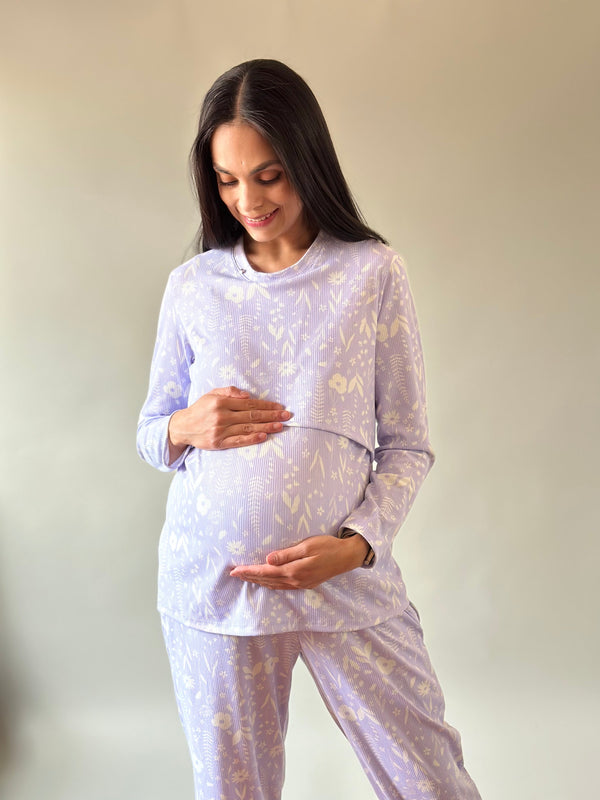 Pijama de maternidad y lactancia •Lavanda•