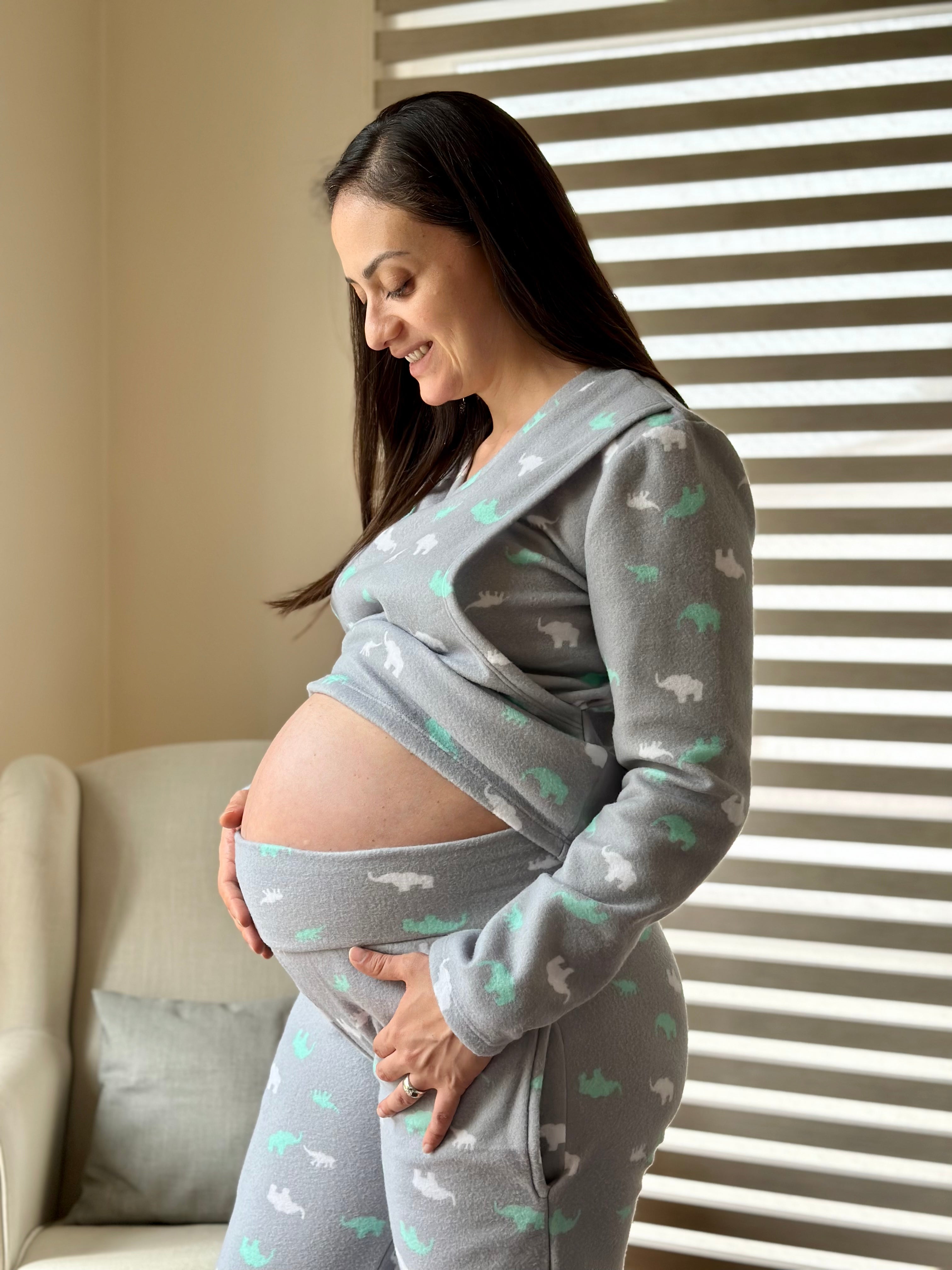 Pijama de maternidad y lactancia •Coral• ALGODÓN – La barriguita de mamá