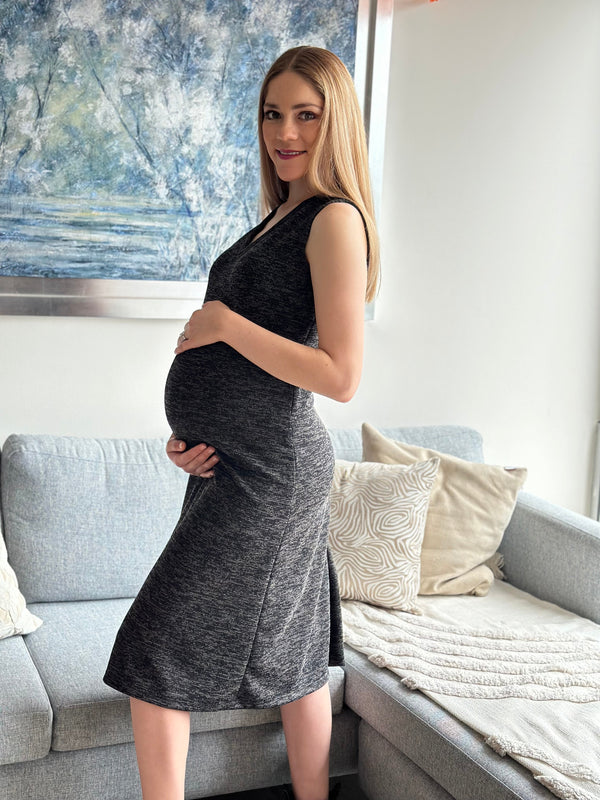Vestido de maternidad y lactancia •Negro jaspe•