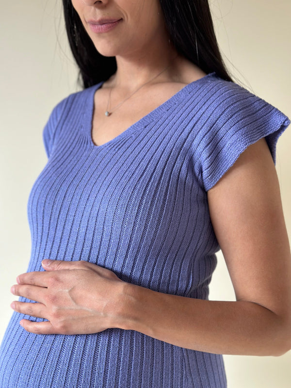 Vestido de maternidad midi •azul Lila•