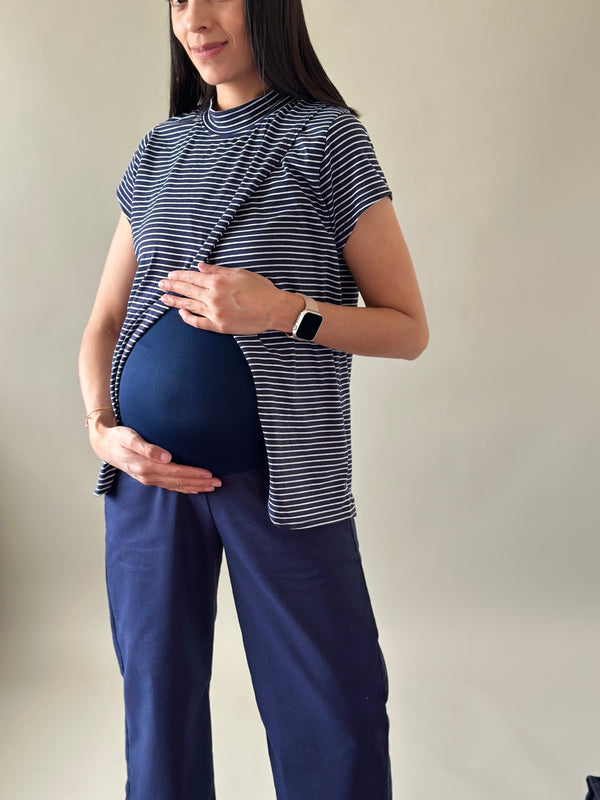 Pantalón pierna amplia •Azul marino• GABARDINA