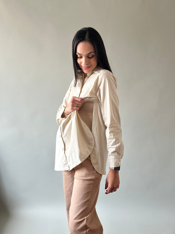 Camisa con abertura de maternidad y lactancia •Arena•