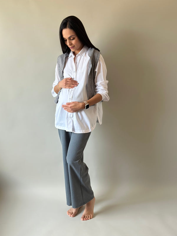 Pantalón pierna amplia •Gris•