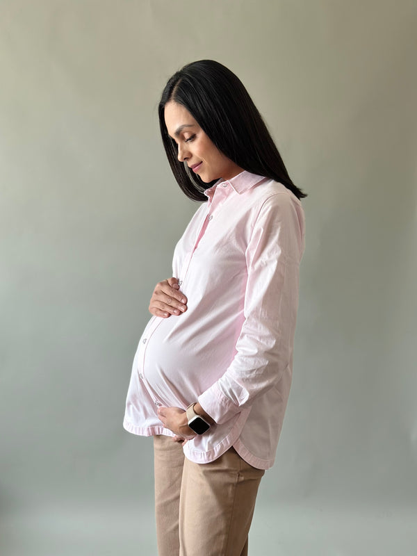 Camisa con abertura de maternidad y lactancia •Rosa•