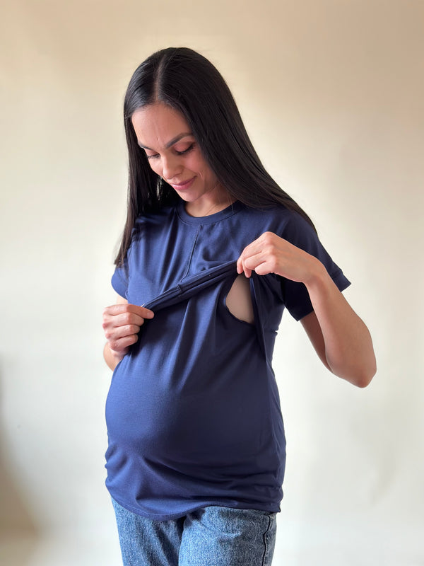 Blusa de maternidad y lactancia •Basic Azul marino•