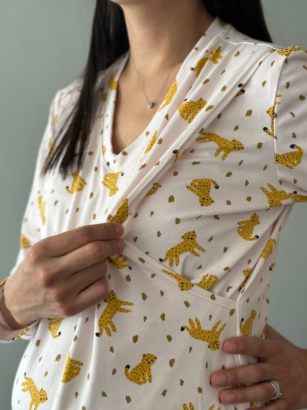 Pijama de maternidad y lactancia •Cheetah• ALGODÓN