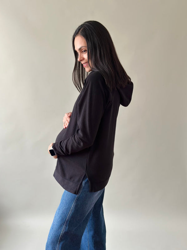 Sudadera Regina maternidad y lactancia •Negra•