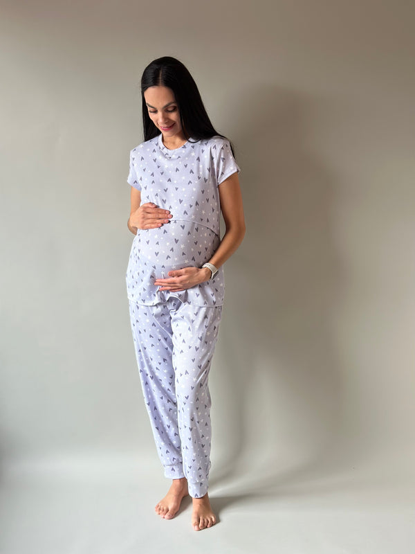 Pijama de maternidad y lactancia •Cora lila•