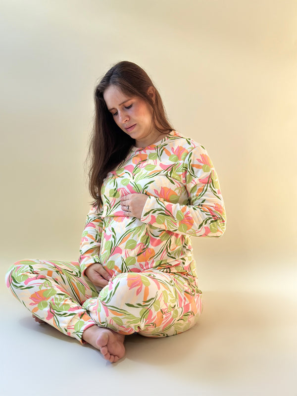 Pijama de maternidad y lactancia •Hoja tropical• SUPER SOFT