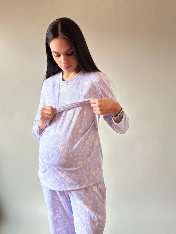 Pijama de maternidad y lactancia •Lavanda•