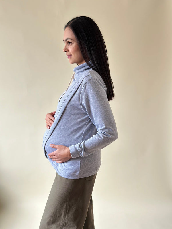 Sudadera de maternidad y lactancia CRUZADA •Gris jaspe•