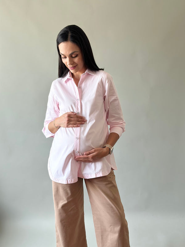 Camisa con abertura de maternidad y lactancia •Rosa•