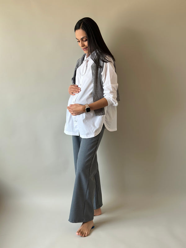 Pantalón pierna amplia •Gris•