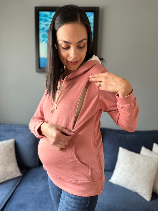 Sudadera de maternidad y lactancia •Palo de Rosa•