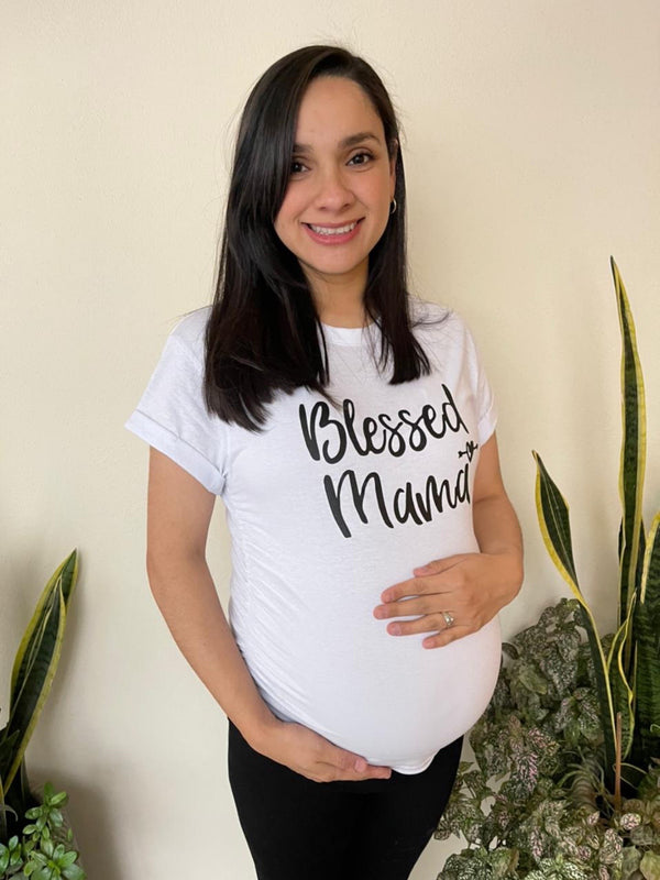 Playera de maternidad •Blessed mama• BLANCA