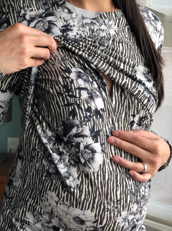 Blusa de maternidad y lactancia •zebra gris•
