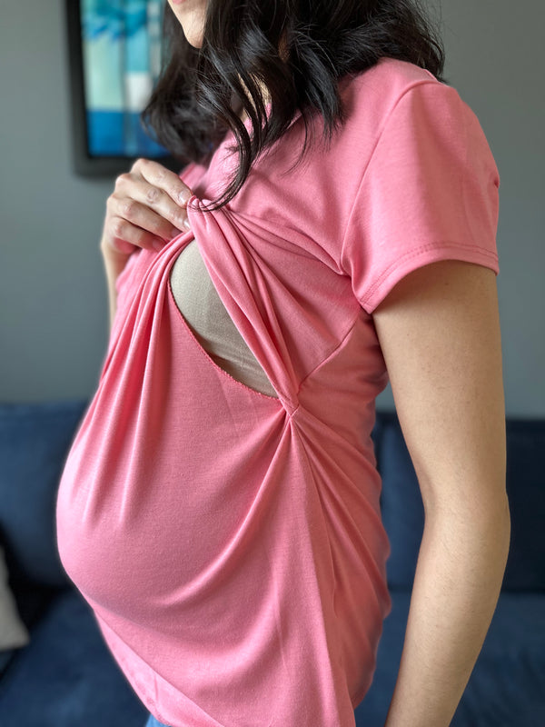 Blusa de embarazo y lactancia •Coral• BASIC