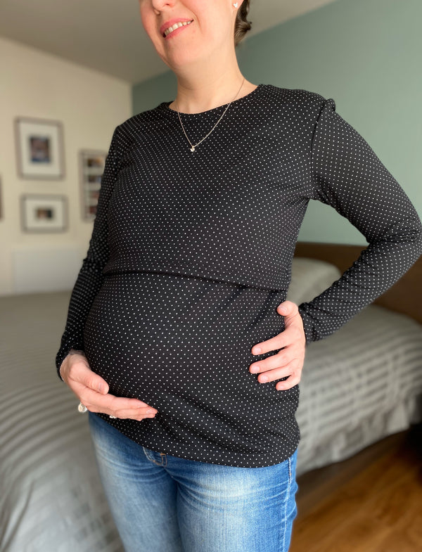 Blusa de maternidad y lactancia •puntitos negro• ,