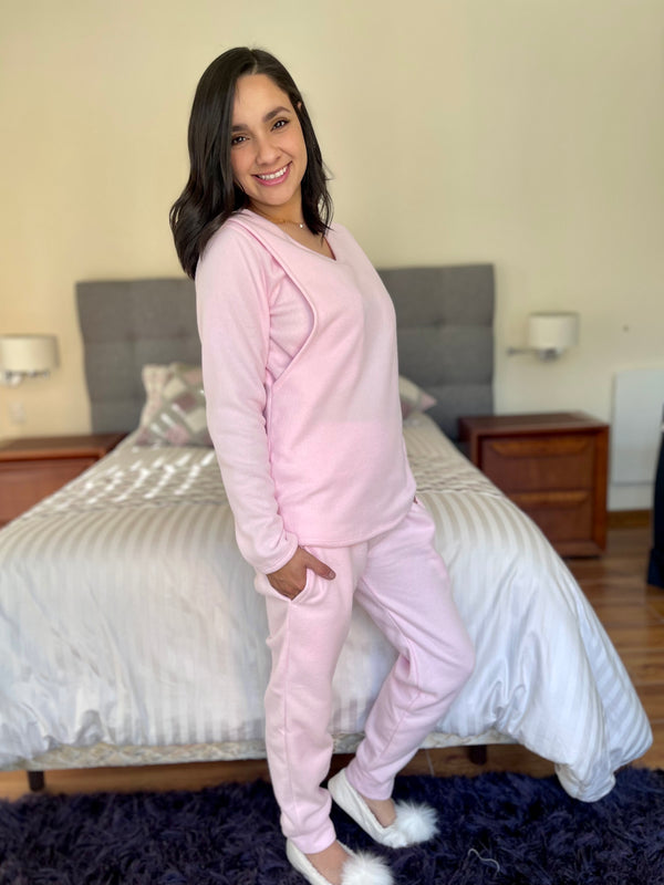 Pijama de maternidad y lactancia •Baby pink• POLAR